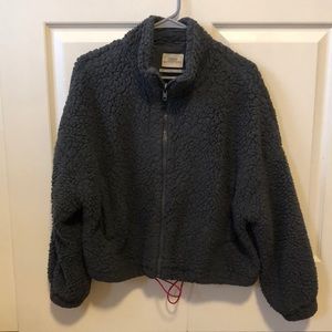 UO Willow Fuzzy Drawstring Teddy Jacket